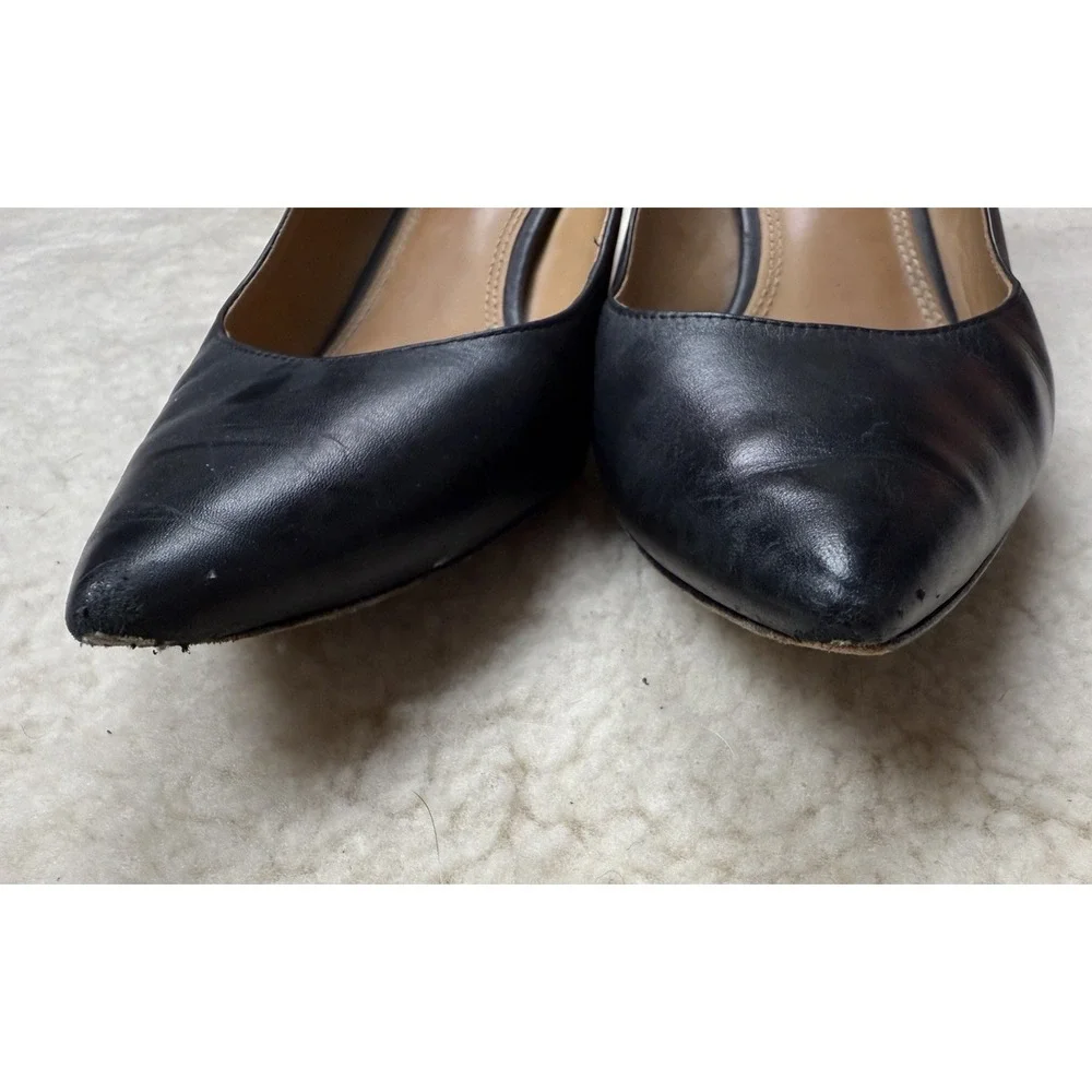 Tory Burch‎ Elizabeth Pump Womens's 9.5 Pointed Toe Black Leather Heels